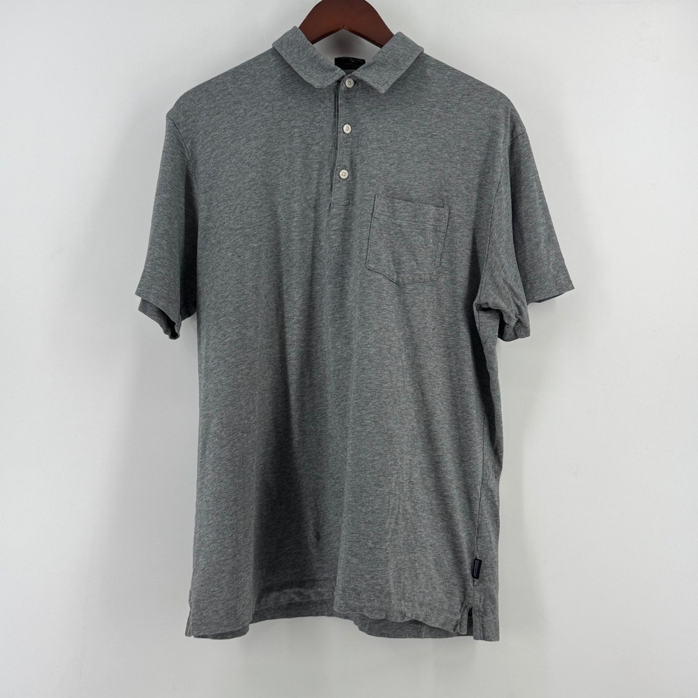 Patagonia Mens Large‎ Grey Organic Cotton Short Sleeve Pocket Polo Shirt L